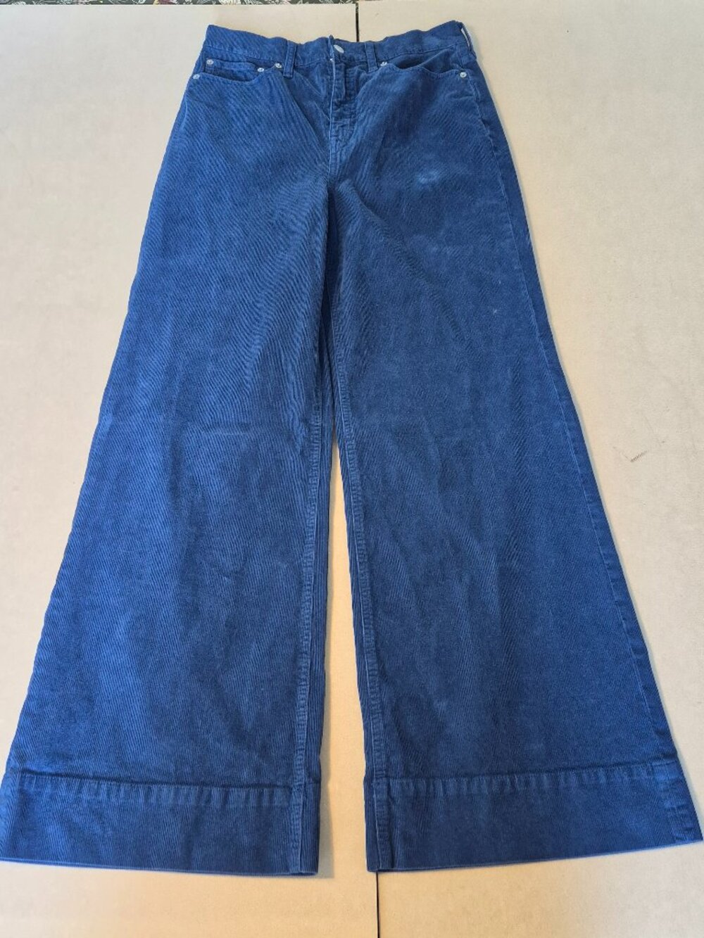 J.Crew Wide Leg Corduroy Trousers Womens 28 Navy High Rise BT922 Stretch